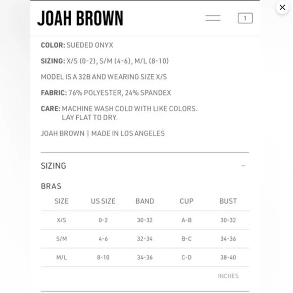 NEW RELEASE JOAH BROWN - SUEDED ONYX CROSS BACK BRA - Picture 7 of 7